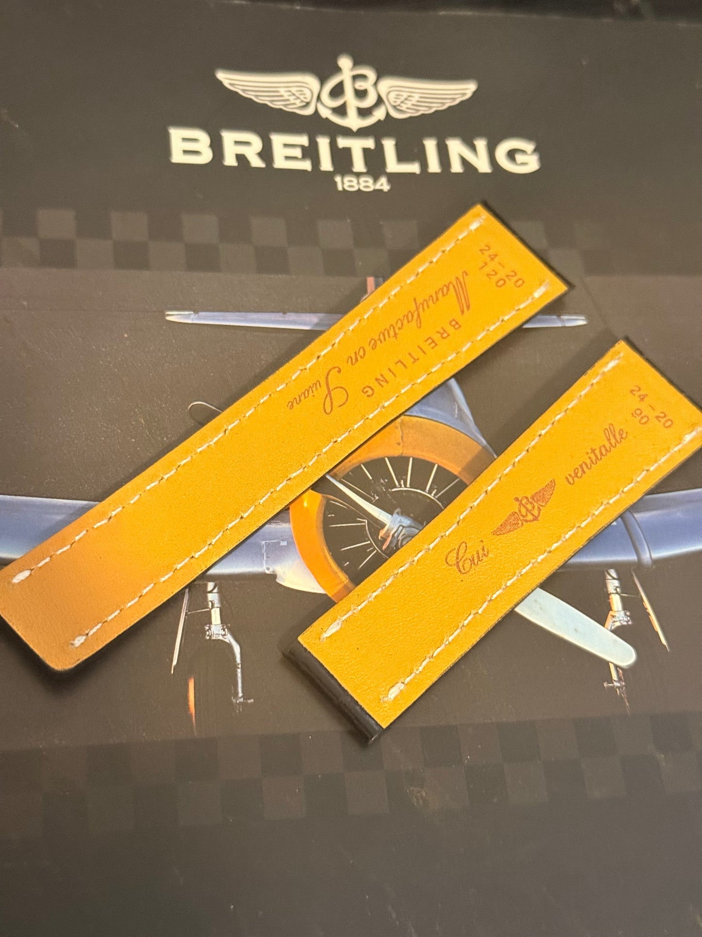 Breitling OEM 24MM Black  Alligator Deployment Strap 24-20MM (Copy)