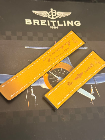 Breitling OEM 24MM Black  Alligator Deployment Strap 24-20MM (Copy)