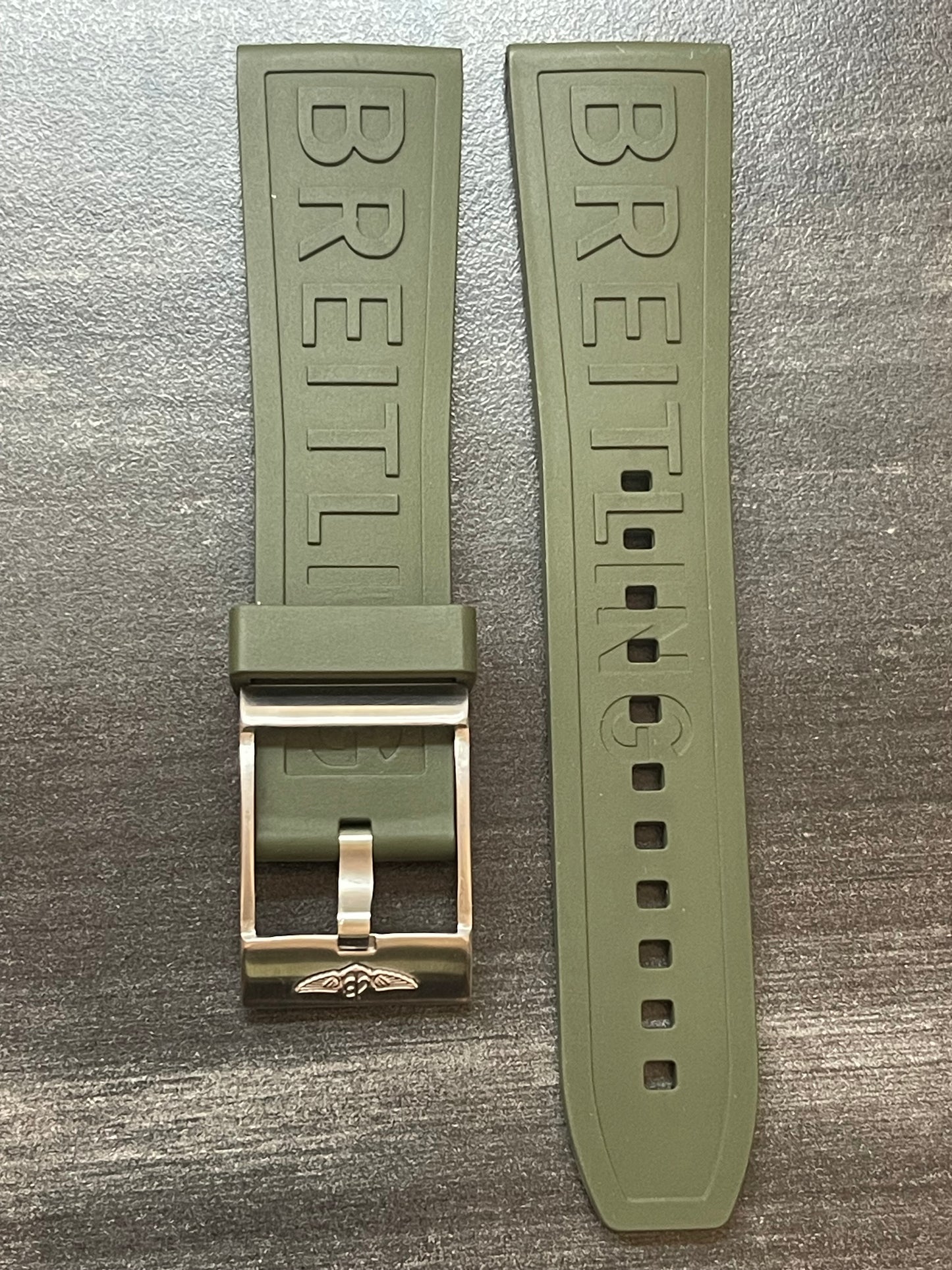 Breitling OEM 24MM Diver Pro Green Rubber Strap w/ OEM Tang Buckle