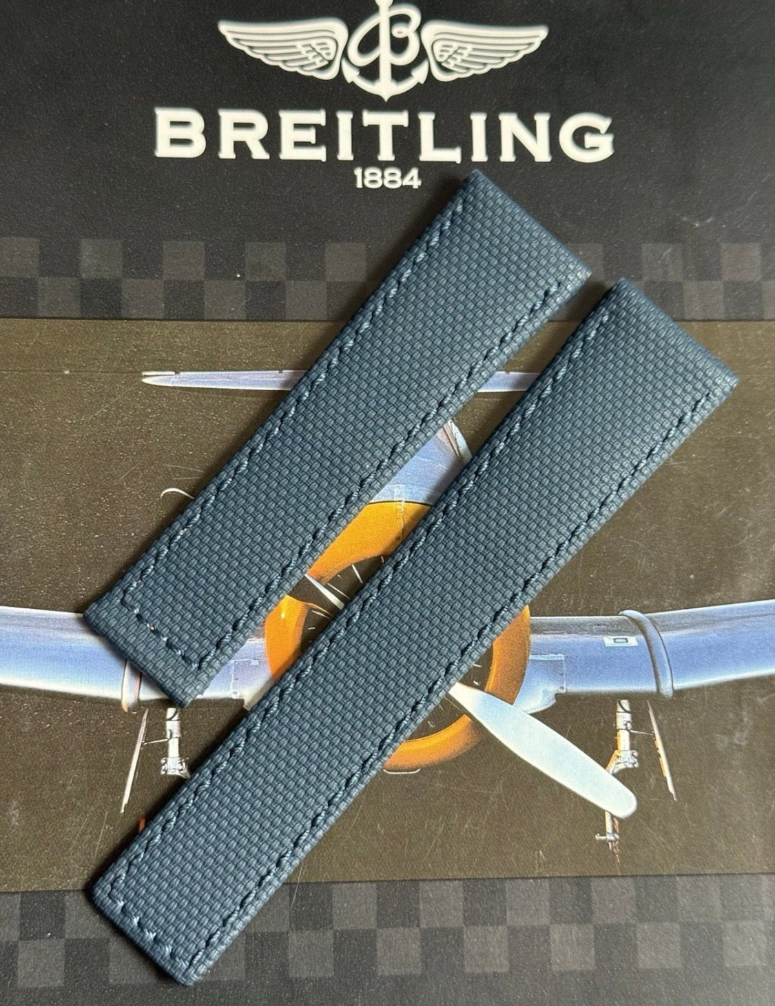 New Breitling Navy Blue Canvas Deployant Strap 24-20MM strap Width 120/80MM Length