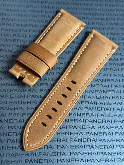 Panerai Brown Suede OEM Strap w Beige Stitching for Deployant Buckle (26/22MM)