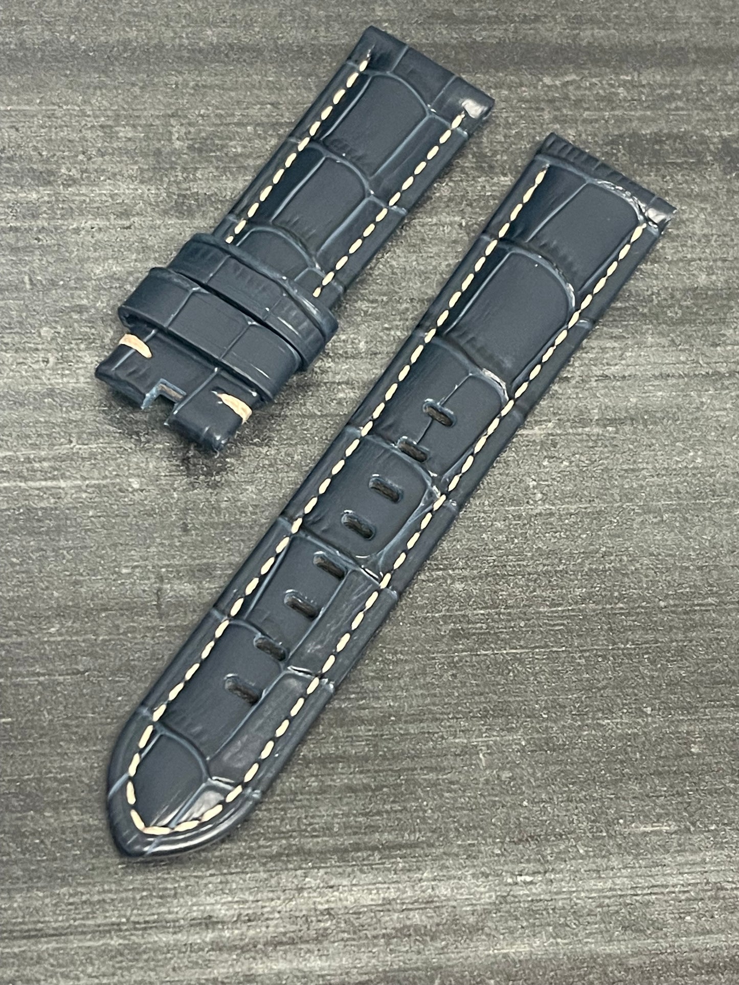 Panerai 22MM Dark Blue Alligator OEM Tang Strap (22/20MM)