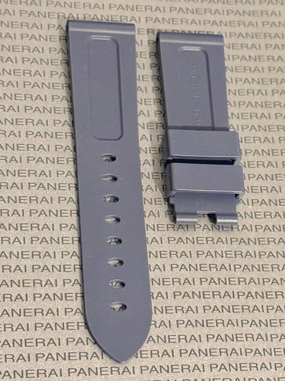 Panerai 24MM Light Blue Rubber Caoutchouc Logo Deployant Strap XL Length (24/22MM) (Copy)