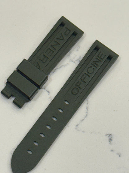 Panerai 22MM Green Rubber Caoutchouc Logo Strap (22/20MM)