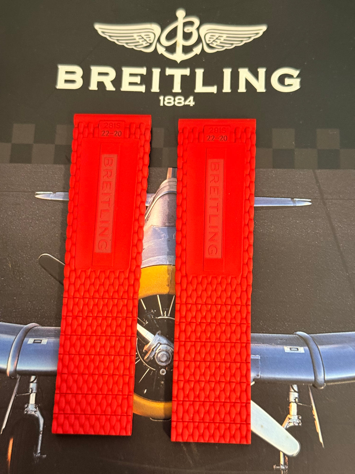 Breitling OEM Red Mesh Rubber Strap for Deployment Clasp 22-20MM Sold Out at Boutiques