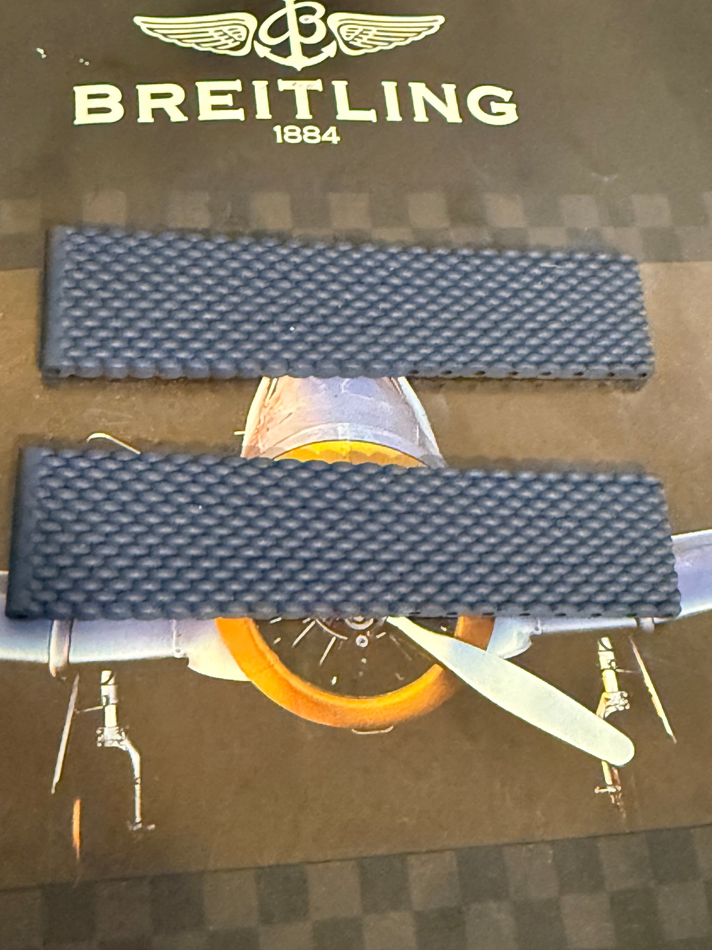Breitling OEM Blue Mesh Rubber Strap for Deployment Clasp 22-20MM Sold Out at Boutiques