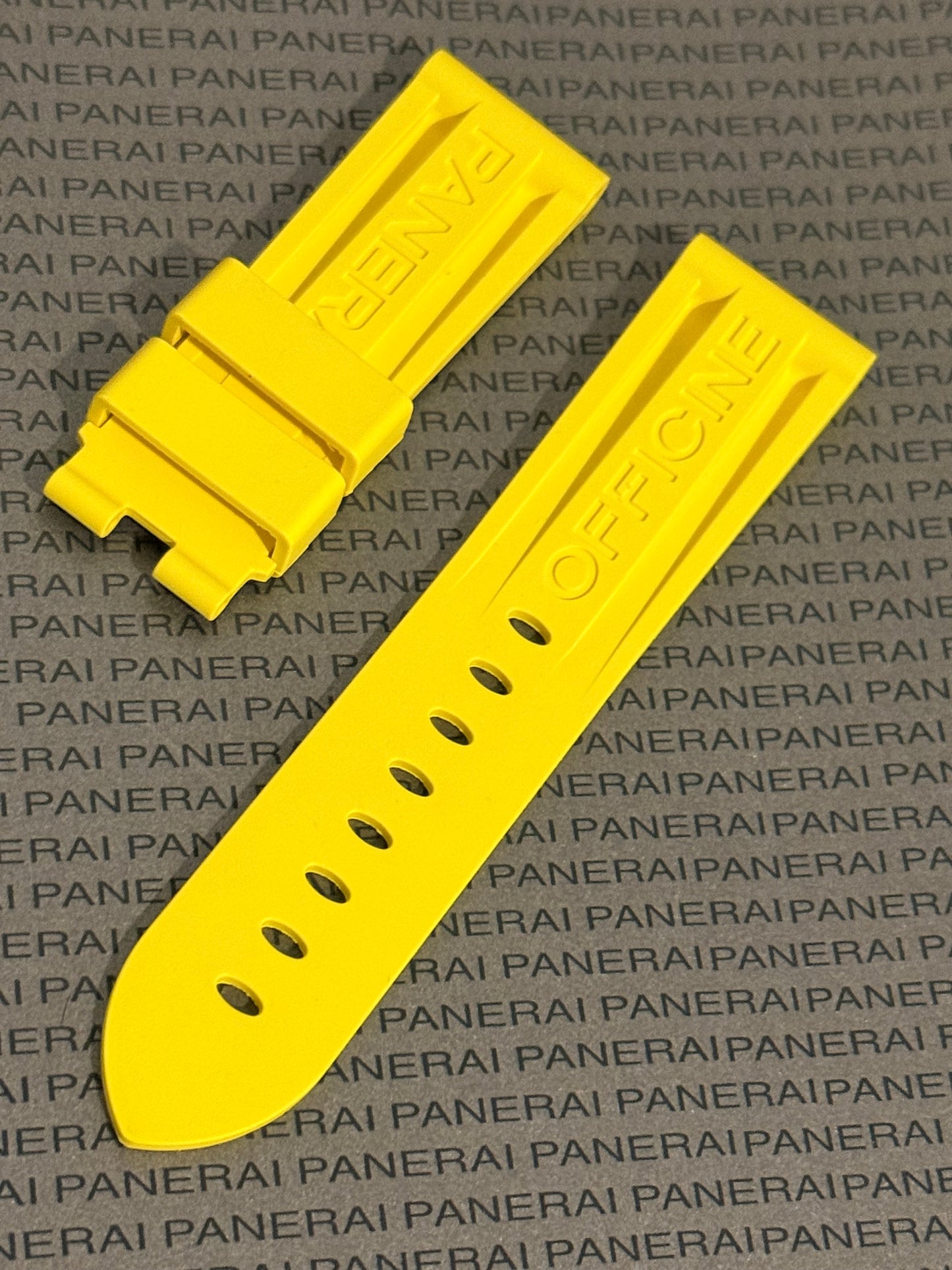 Panerai 24MM Yellow Rubber Caoutchouc Logo Deployant Strap XL Length (24/22MM)