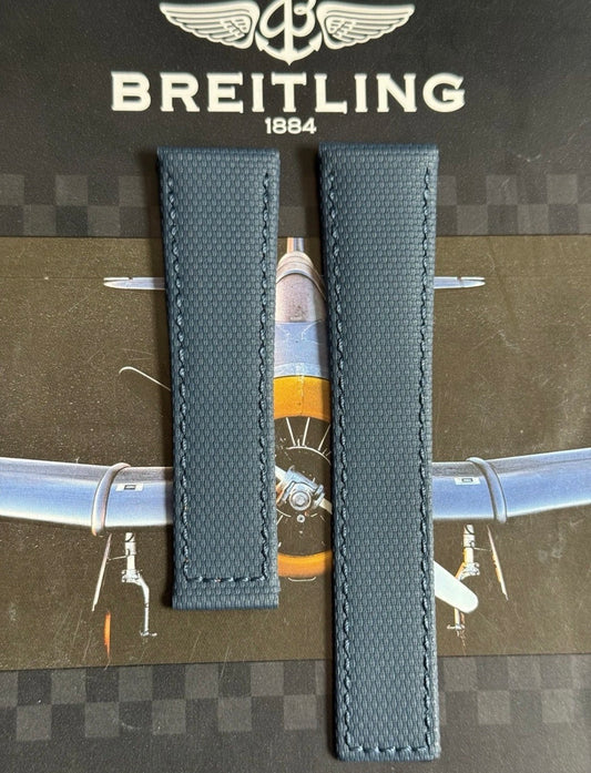 New Breitling Navy Blue Canvas Deployant Strap 24-20MM strap Width 120/80MM Length