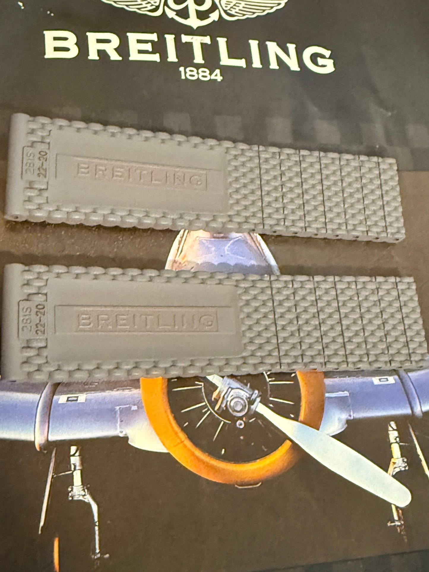 Breitling OEM Gray Mesh Rubber Strap for Deployment Clasp 22-20MM Sold Out at Boutiques