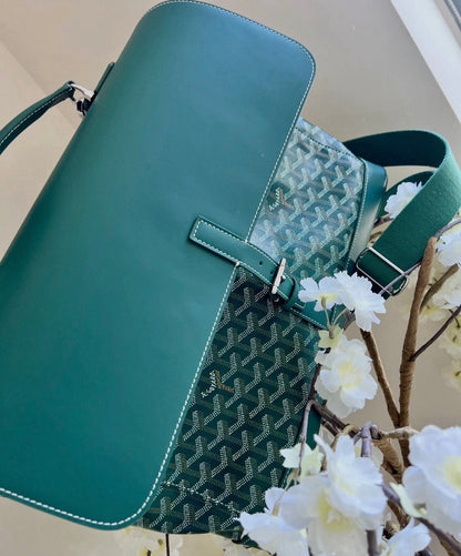 Goyard Green Goyardine Citadin Messenger Bag with Strap,  Briefcase