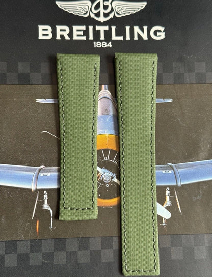 New Breitling Green Canvas Deployant Strap 24-20MM strap Width 120/80MM Length