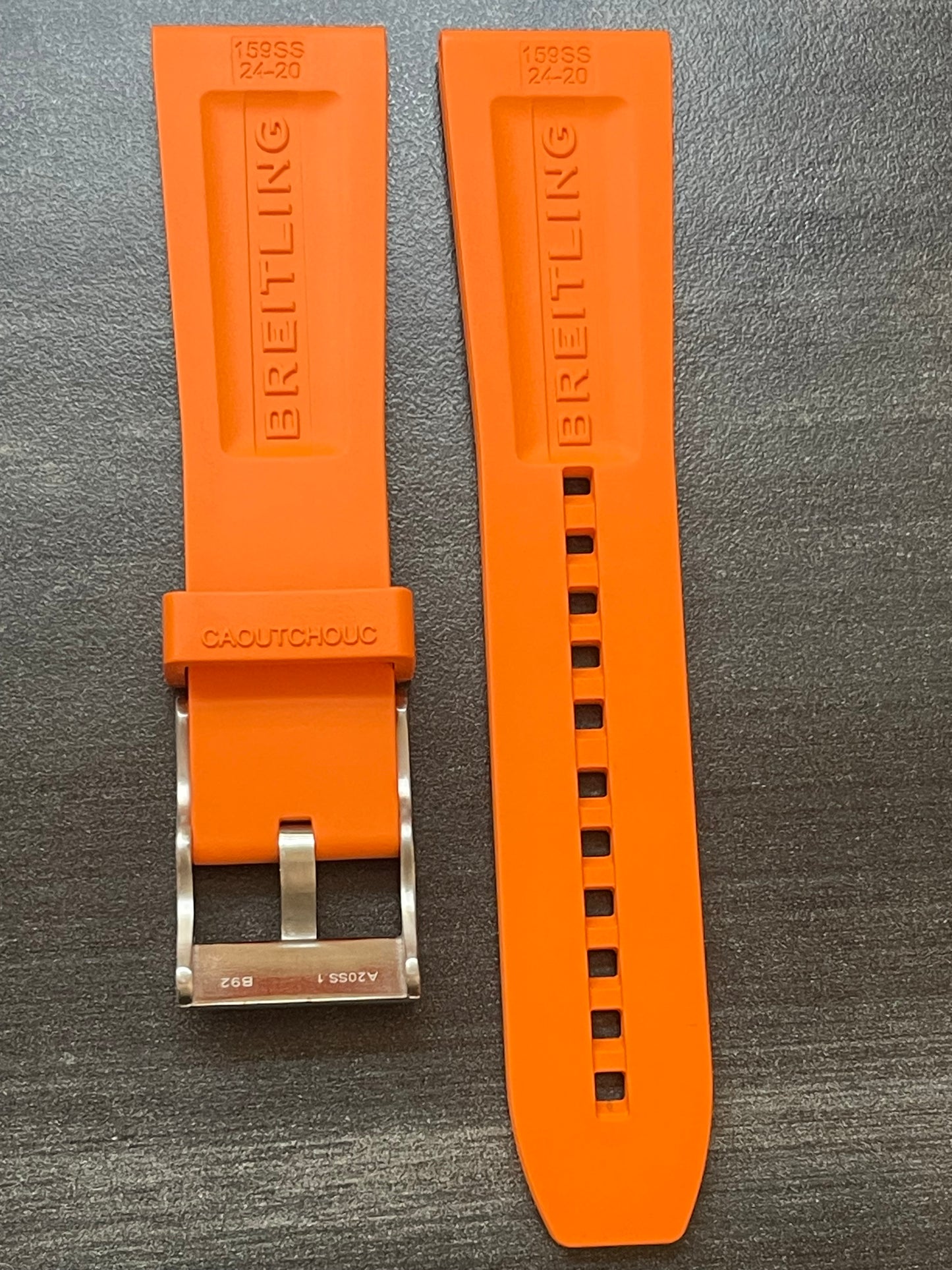 Breitling OEM 24MM Diver Pro Orange Rubber Strap w/ OEM Tang Buckle