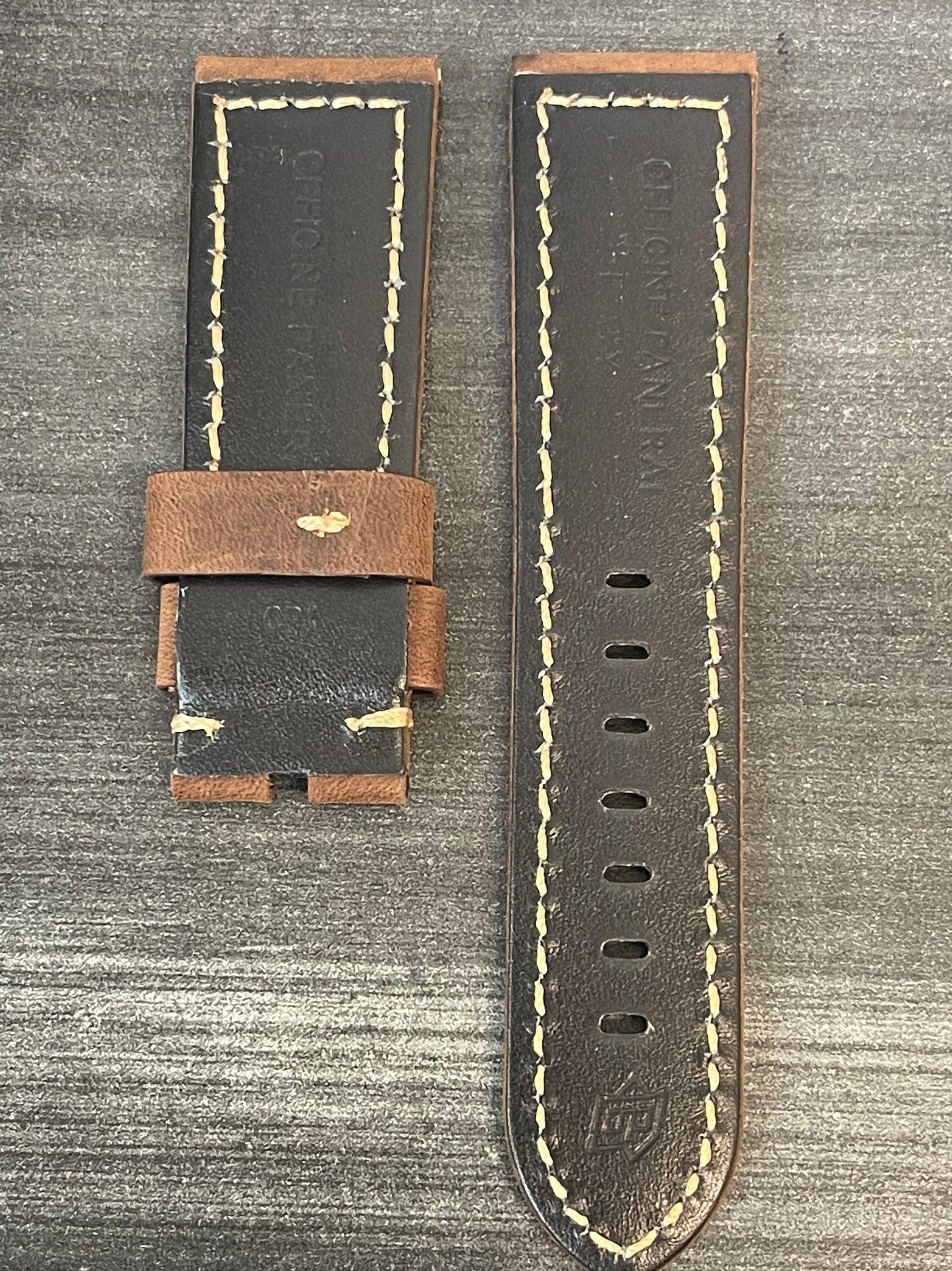 Panerai 24MM Dark Brown Assolutamente OEM Suede Strap  for Tang Buckle (24/22MM)