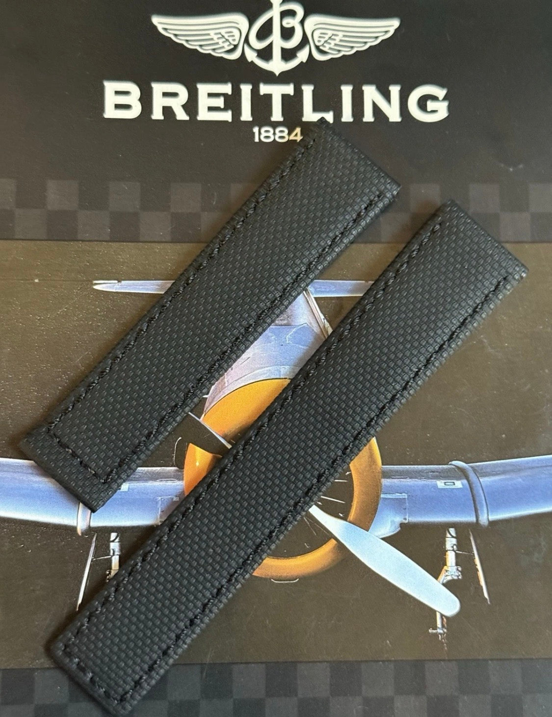 New Breitling Black Canvas Deployant Strap 22-20MM strap Width 120/80MM Length