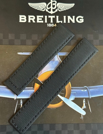 New Breitling Black Canvas Deployant Strap 22-20MM strap Width 120/80MM Length