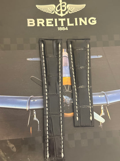 Breitling OEM 24MM Black  Alligator Deployment Strap 24-20MM (Copy)