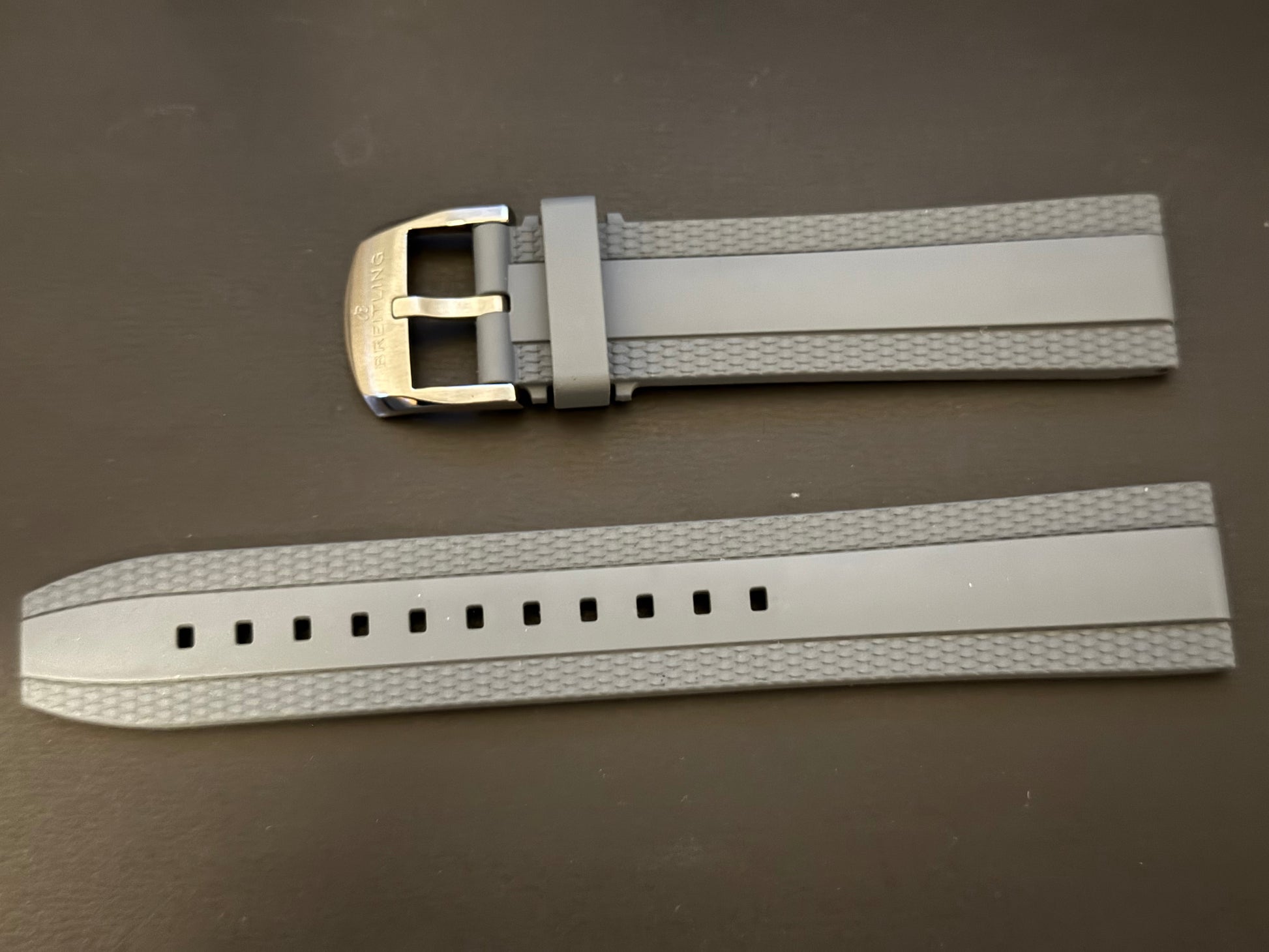 Breitling OEM 20MM Diver Pro Gray Rubber Strap w/ OEM Tang Buckle