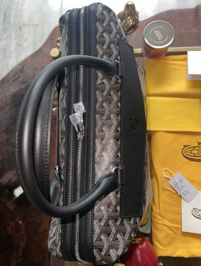 Goyard Goyardine Black Cisalpin Document Case Briefcase Travel Bag