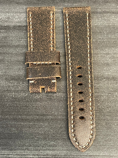 Panerai  26MM Brown Calf Distressed Tang Strap (26/22MM)