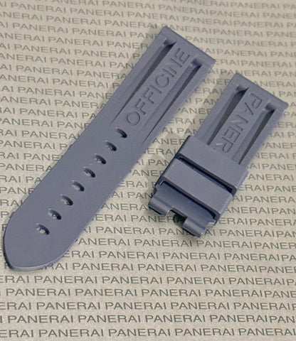 Panerai 24MM Light Blue Rubber Caoutchouc Logo Deployant Strap XL Length (24/22MM) (Copy)