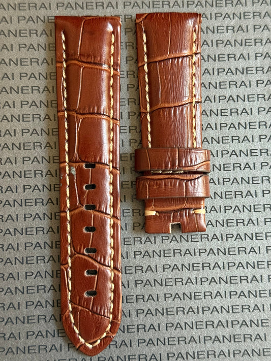 Panerai 22MM Brown Alligator OEM Tang Strap (22/20MM)