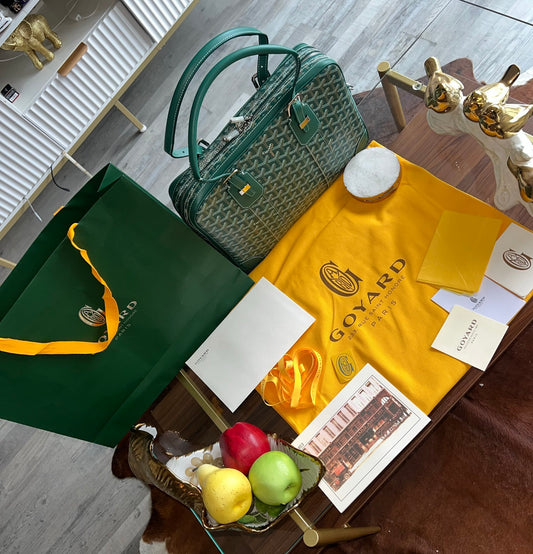 Goyard Goyardine Green Ambassade MM Business Travel Briefcase