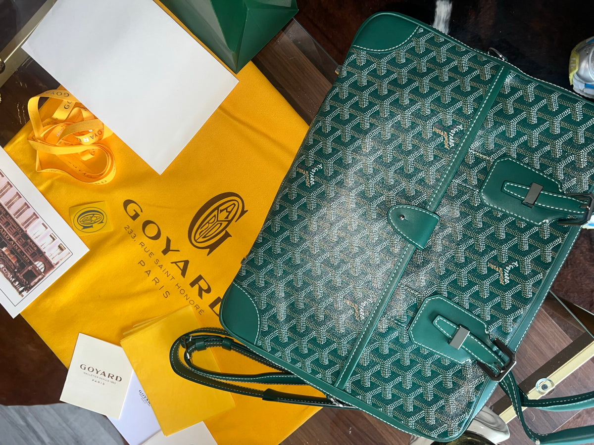 Goyard Goyardine Green Ambassade MM Business Travel Briefcase