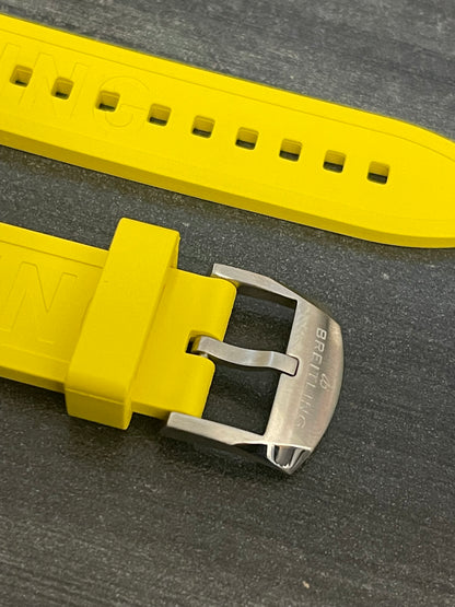 BREITLING OEM 20MM Diver Pro Yellow Rubber Strap  w/ 18MM OEM Tang Buckle (20-18MM)