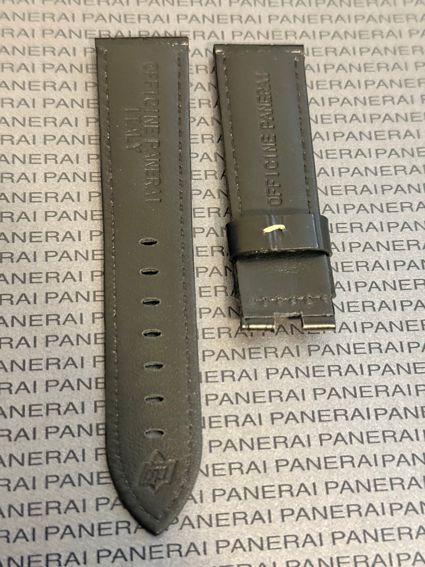 Panerai 22MM Black Alligator OEM Deployant Strap w Beige Stitch (22/20MM)