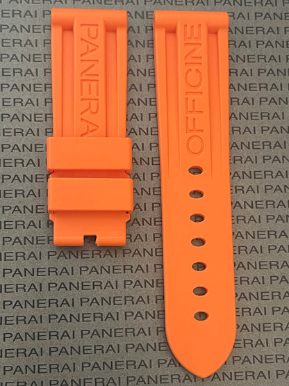 Panerai 24MM Orange Rubber Caoutchouc Logo Tang Strap (24/22MM)