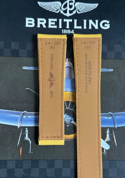 New Breitling Yellow Canvas Deployant Strap 24-20MM strap Width 120/80MM Length