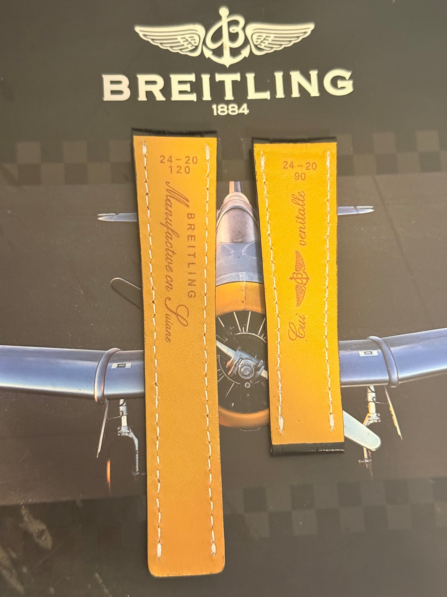 Breitling OEM 24MM Black  Alligator Deployment Strap 24-20MM (Copy)