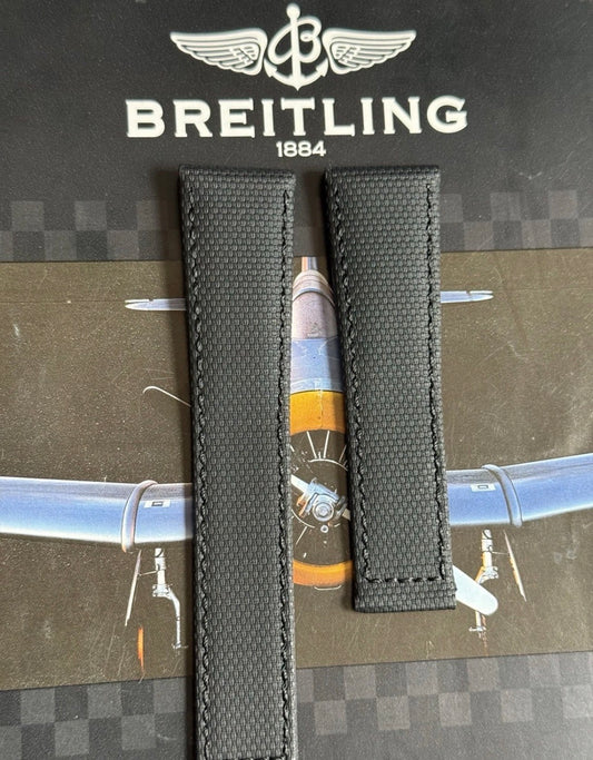 New Breitling Black Canvas Deployant Strap 24-20MM strap Width 120/80MM Length