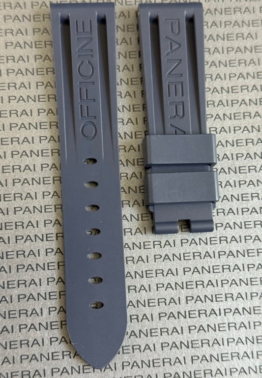 Panerai 22MM Navy Blue Rubber Caoutchouc Logo Tang Strap (22/20MM)