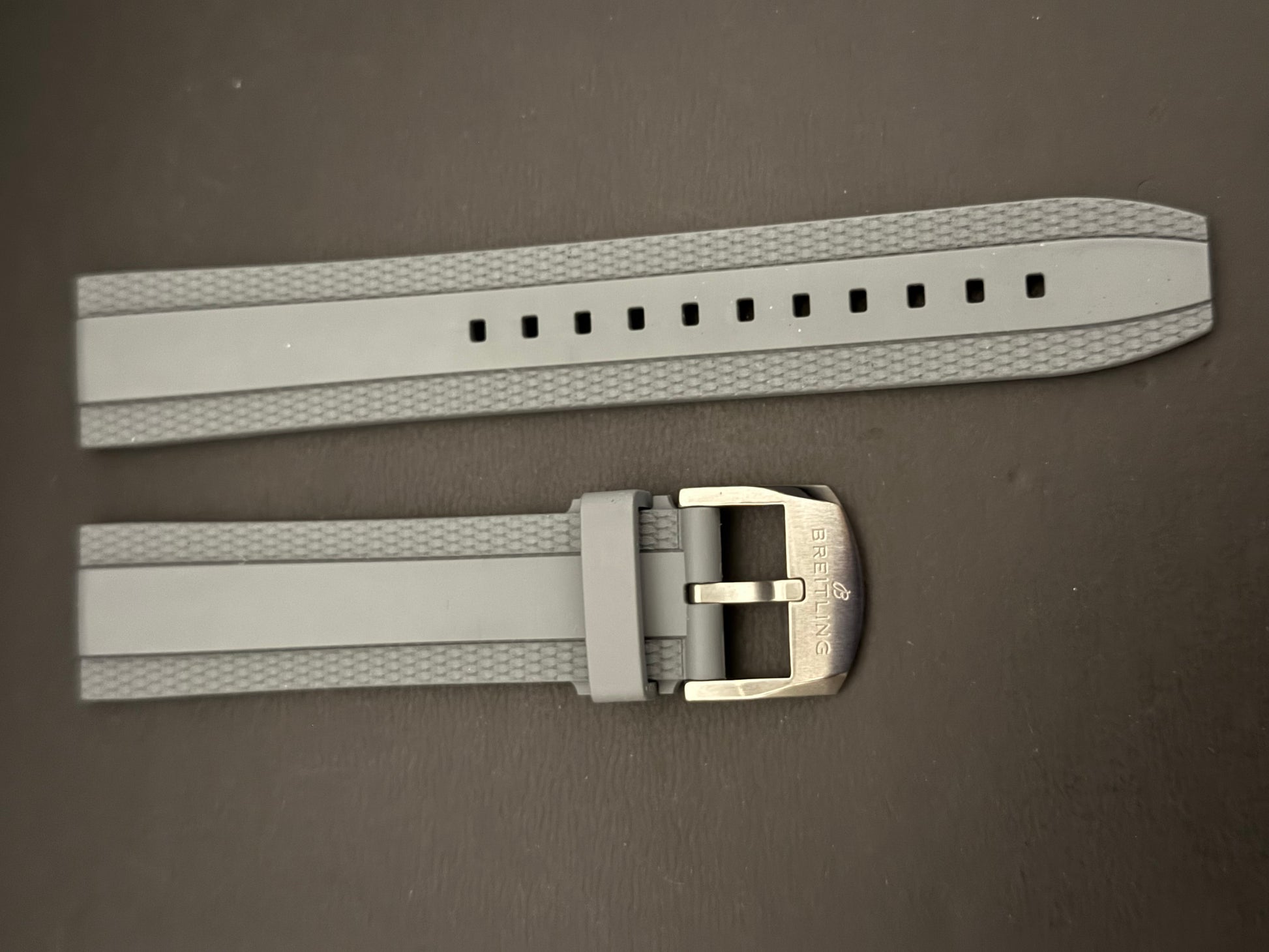 Breitling OEM 20MM Diver Pro Gray Rubber Strap w/ OEM Tang Buckle