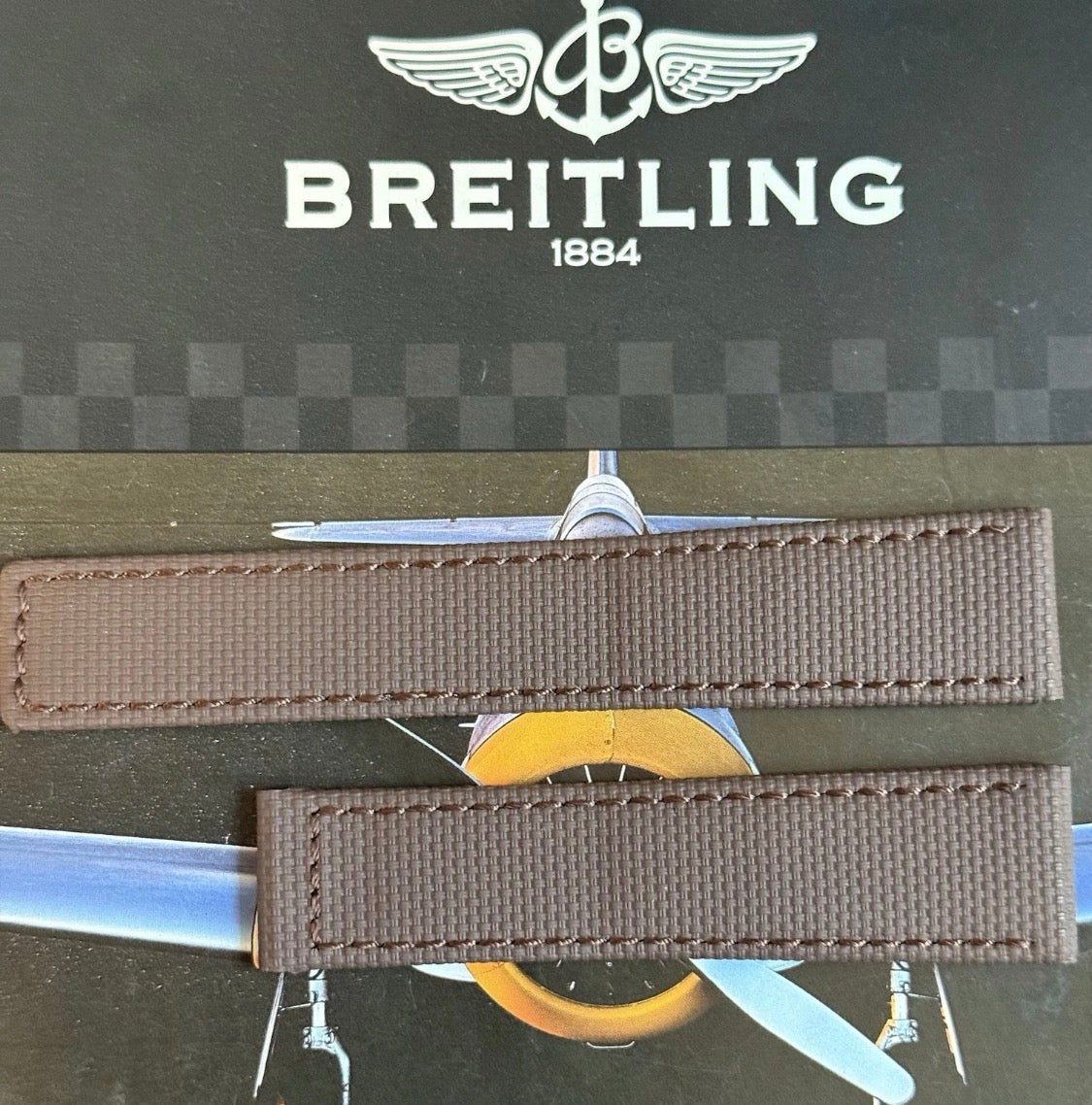 New Breitling Brown Canvas Deployant Strap 22-20MM strap Width 120/80MM Length