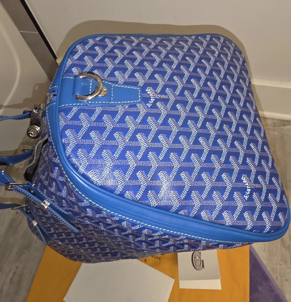 Goyard Sky Blue Boston 50 Duffle Bag MSRP $5,000