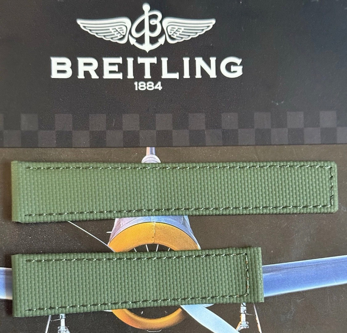 New Breitling Green Canvas Deployant Strap 22-20MM strap Width 120/80MM Length