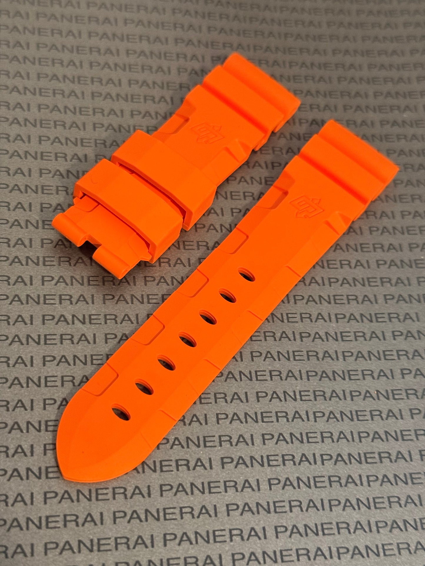 Panerai 22MM Orange Rubber Accordion Tang Strap (22/20MM)