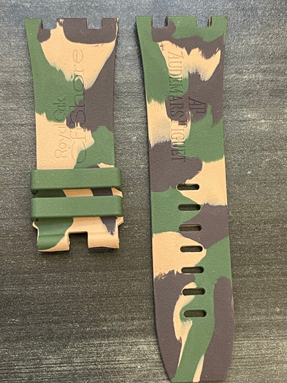 Audemars Piguet OEM Camo Rubber Tang Strap 30x24MM (Fits 44MM AP ROO Watch)