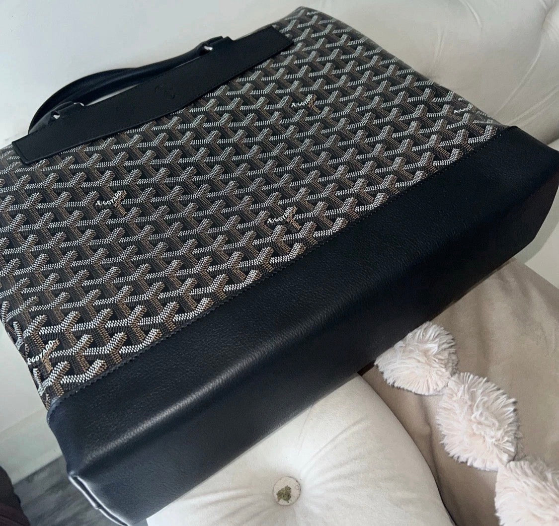 Goyard Goyardine Black Cisalpin Document Case Briefcase Travel Bag