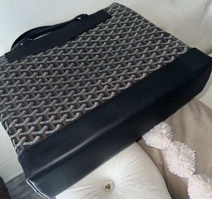 Goyard Goyardine Black Cisalpin Document Case Briefcase Travel Bag