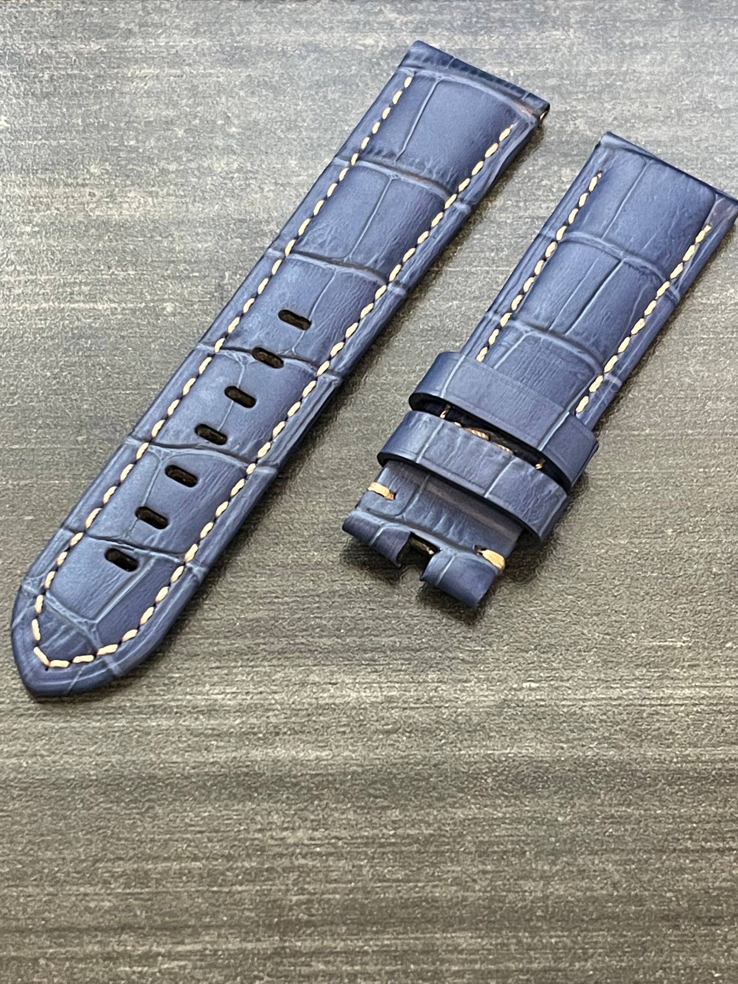 Panerai 22MM Blue Alligator OEM Tang Strap (22/20MM)