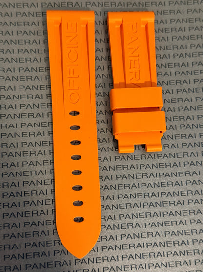 Panerai 24MM Orange Rubber Caoutchouc Logo Deployant Strap XL Length (24/22MM) (Copy)