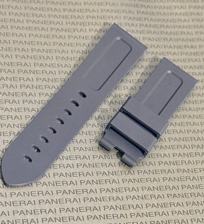 Panerai 24MM Light Blue Rubber Caoutchouc Logo Deployant Strap XL Length (24/22MM) (Copy)
