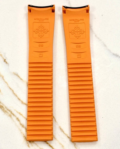 Patek Phillipe 21x18mm Uncut Orange Rubber Strap: 5167a, 5167r, 5164a, 5164r