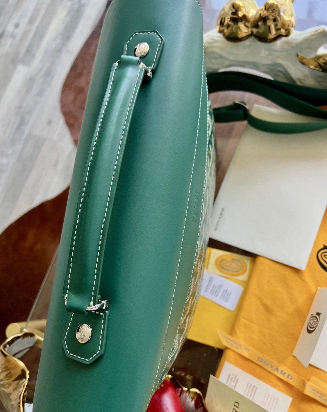 Goyard Green Goyardine Citadin Messenger Bag with Strap,  Briefcase