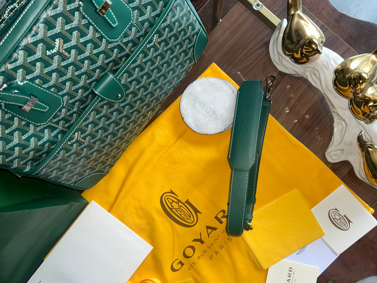 Goyard Goyardine Green Ambassade MM Business Travel Briefcase