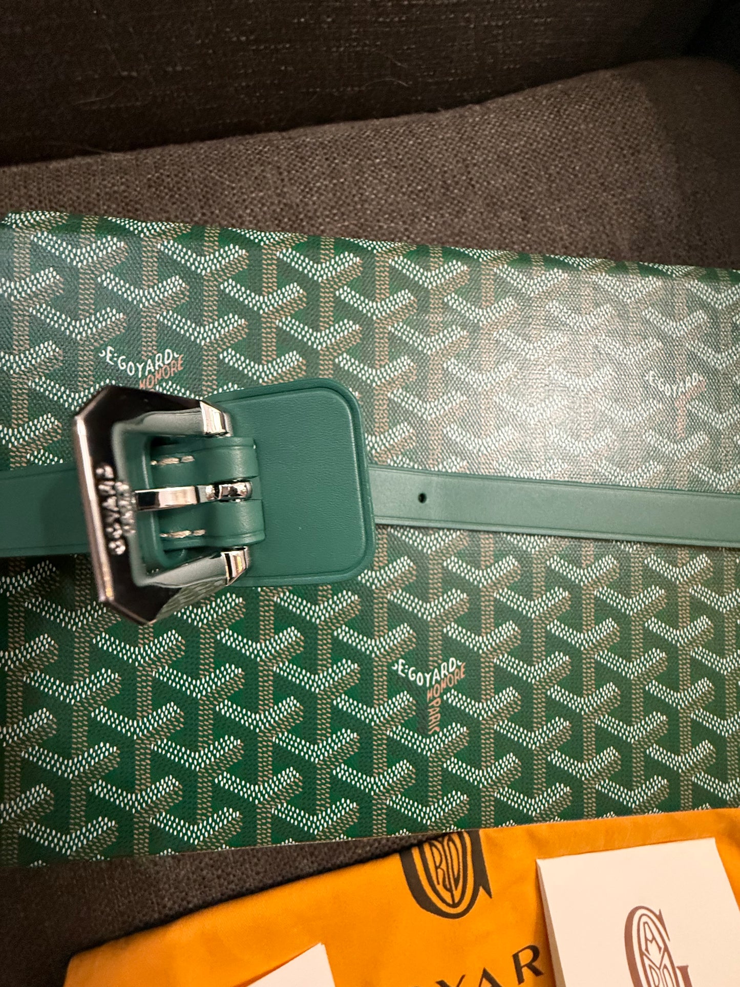 New GOYARD 8 Watch Travel Home Decor Case In Green Coated Canvas Calfskin