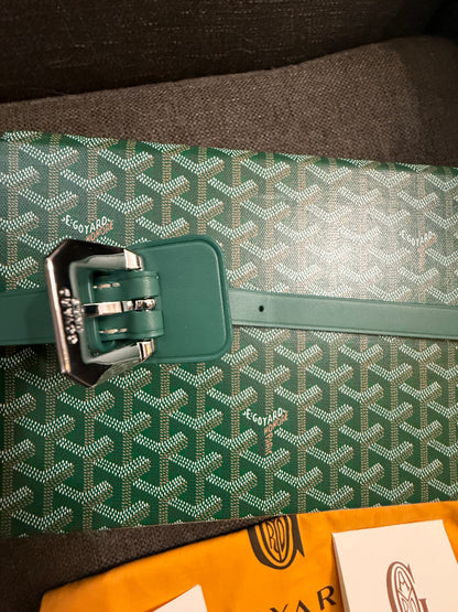 New GOYARD 8 Watch Travel Home Decor Case In Green Coated Canvas Calfskin